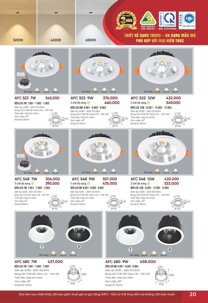 AFC 523 LED 7W 4 Catalogue Anfaco 2026, trang 020