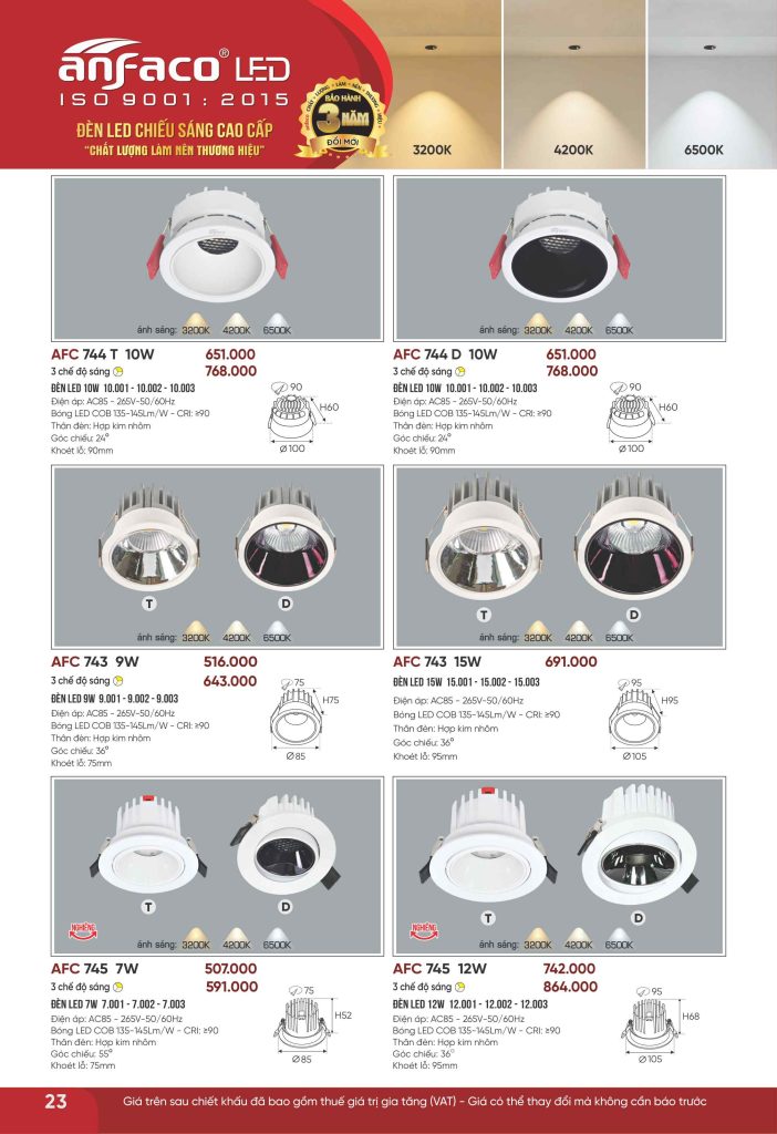 AFC 744D LED 10W 4 Catalogue Anfaco 2026, trang 023