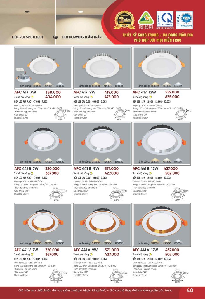 AFC 441B LED 12W 4 Catalogue Anfaco 2026, trang 040
