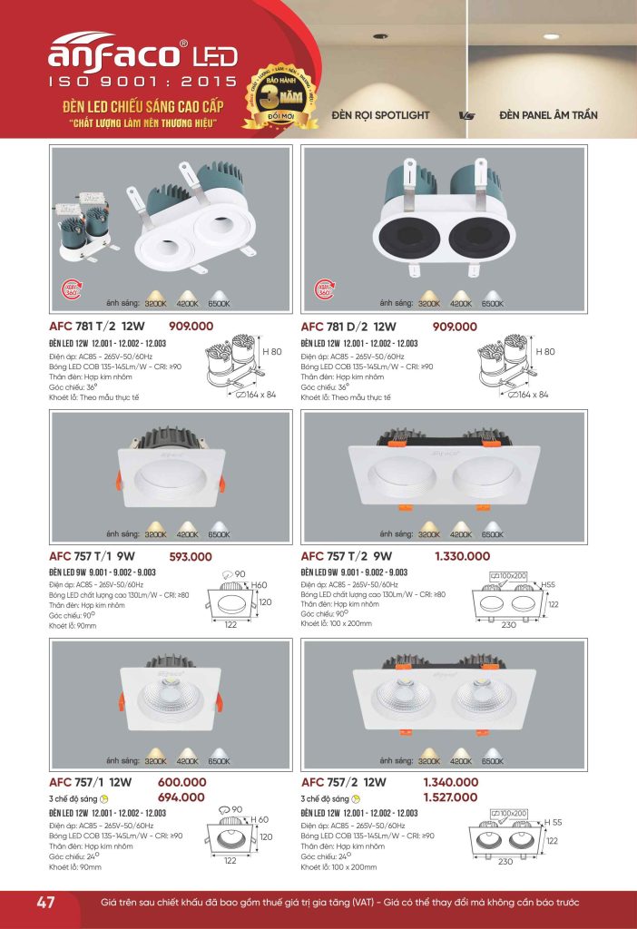 AFC 757T/2 LED 9W 4 Catalogue Anfaco 2026, trang 047