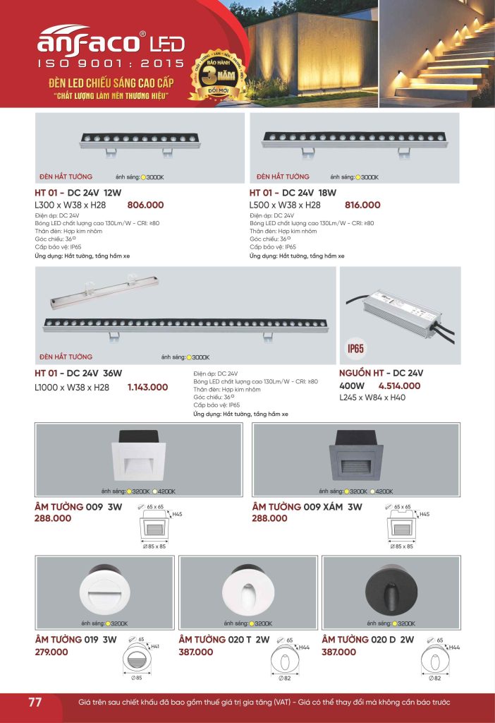 AFC ÂM TƯỜNG 019 LED 3W 4 Catalogue Anfaco 2026, trang 077