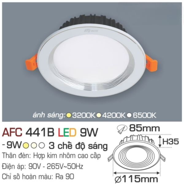 ĐÈN LED ÂM TRẦN TRÒN AFC 441B LED 7W ANFACO 4