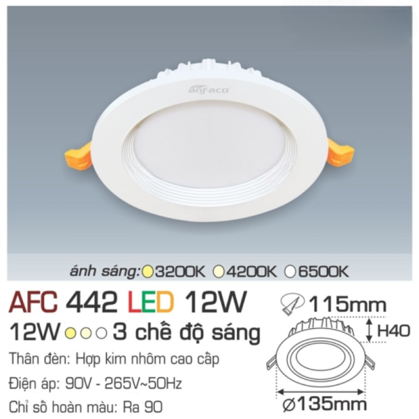 Đèn LED âm trần AFC 442 LED 9W Anfaco 13