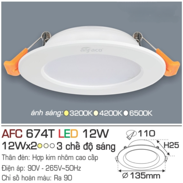 Đèn LED âm trần AFC 674 LED 9W Anfaco 13