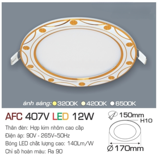 Đèn LED âm trần AFC 407V LED 12W Anfaco 4