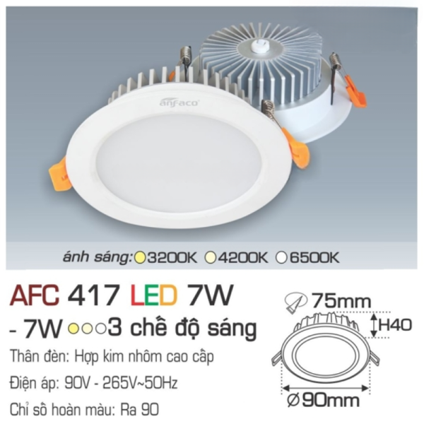 Đèn LED âm trần AFC 417 LED 7W Anfaco 4