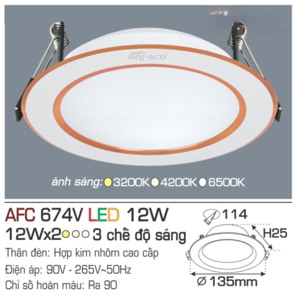 Đèn LED âm trần AFC 674V LED 9W Anfaco 13