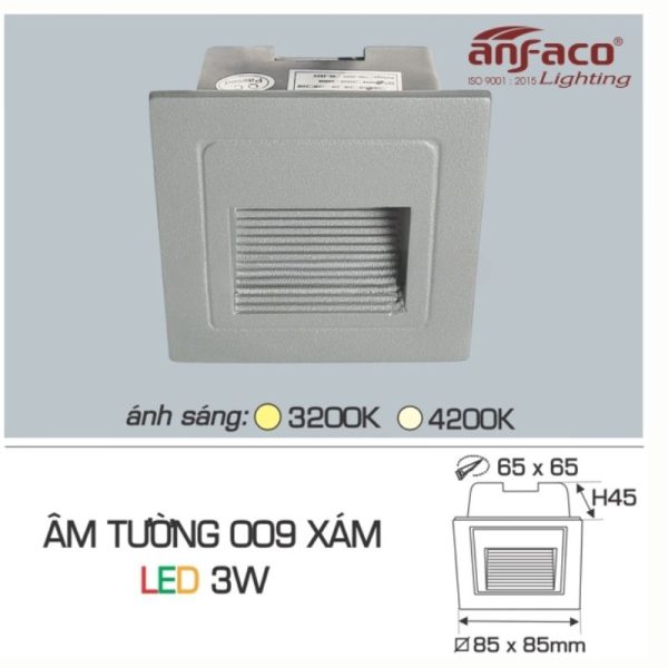 AFC ÂM TƯỜNG 009 XÁM LED 3W 4