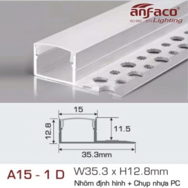 Thanh nhôm LED định hình A15 - 1 D Anfaco 4