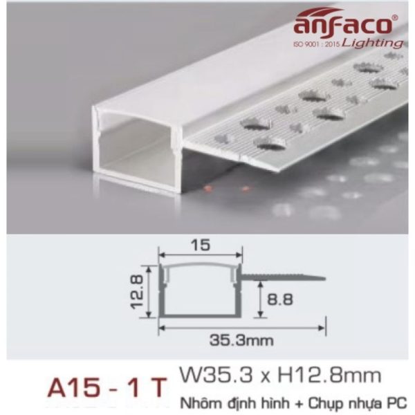 Thanh nhôm LED định hình A15 - 1 T Anfaco 3