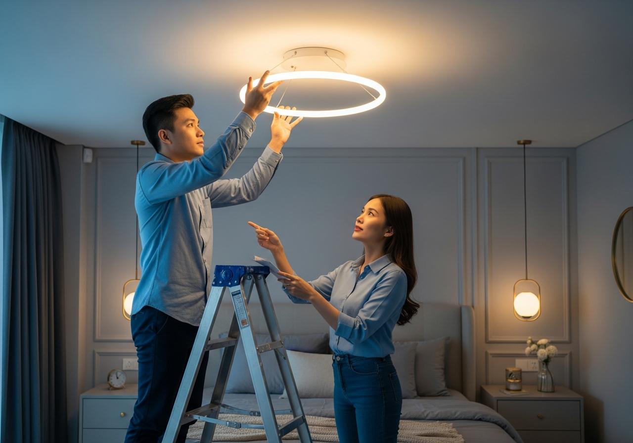 3 Lưu ý Nhỏ Khi Lắp đặt đèn Led ốp Trần Cho Phòng Ngủ