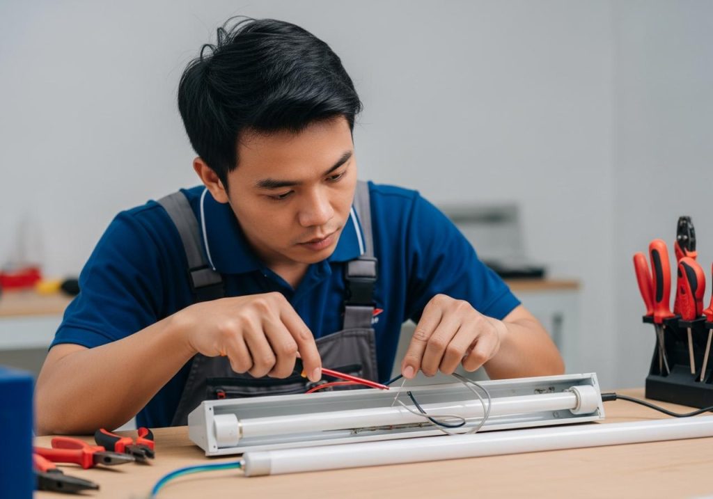 Cách lắp đèn tuýp LED vào máng đèn huỳnh quang cũ