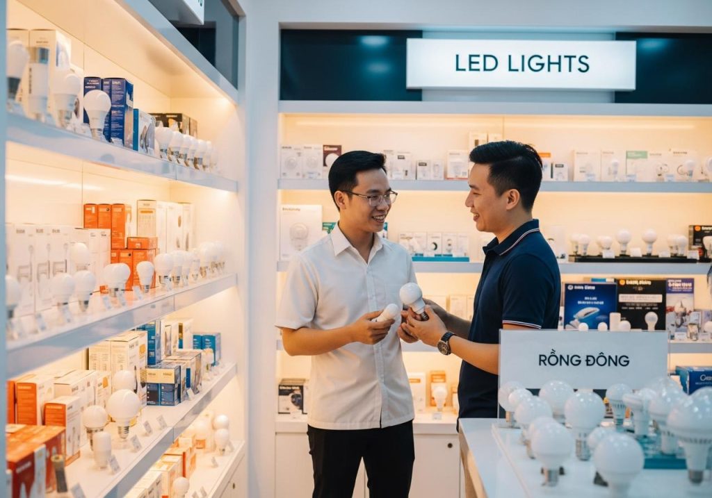 Cửa hàng bán bóng đèn led rạng đông