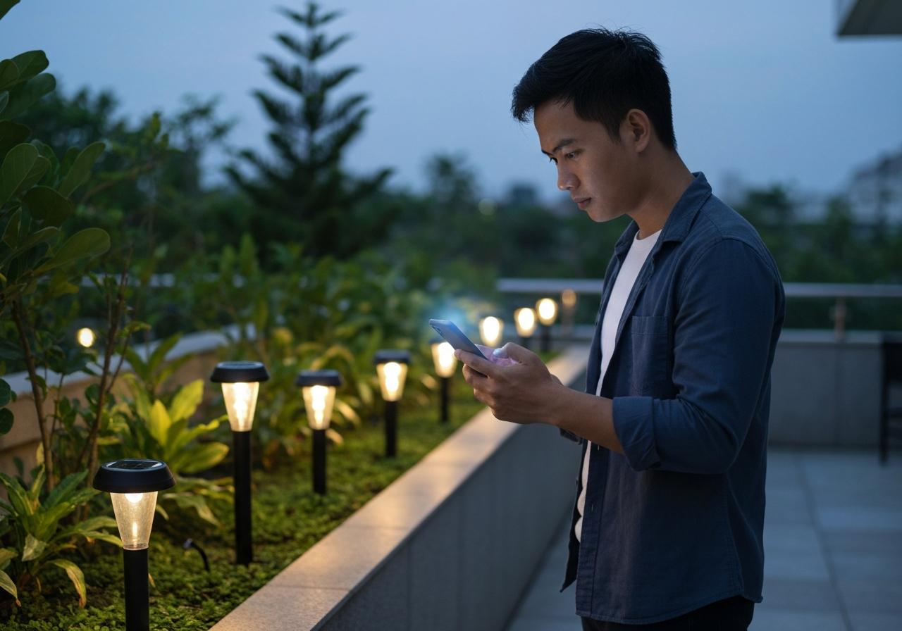 Điều khiển đèn năng lượng mặt trời bằng điện thoại