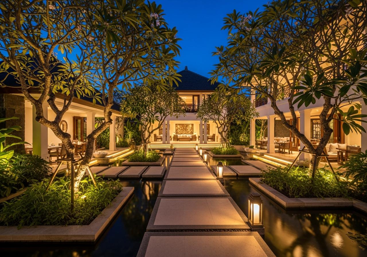 Hướng dẫn thiết kế chiếu sáng sân vườn biệt thự, resort, nhà hàng