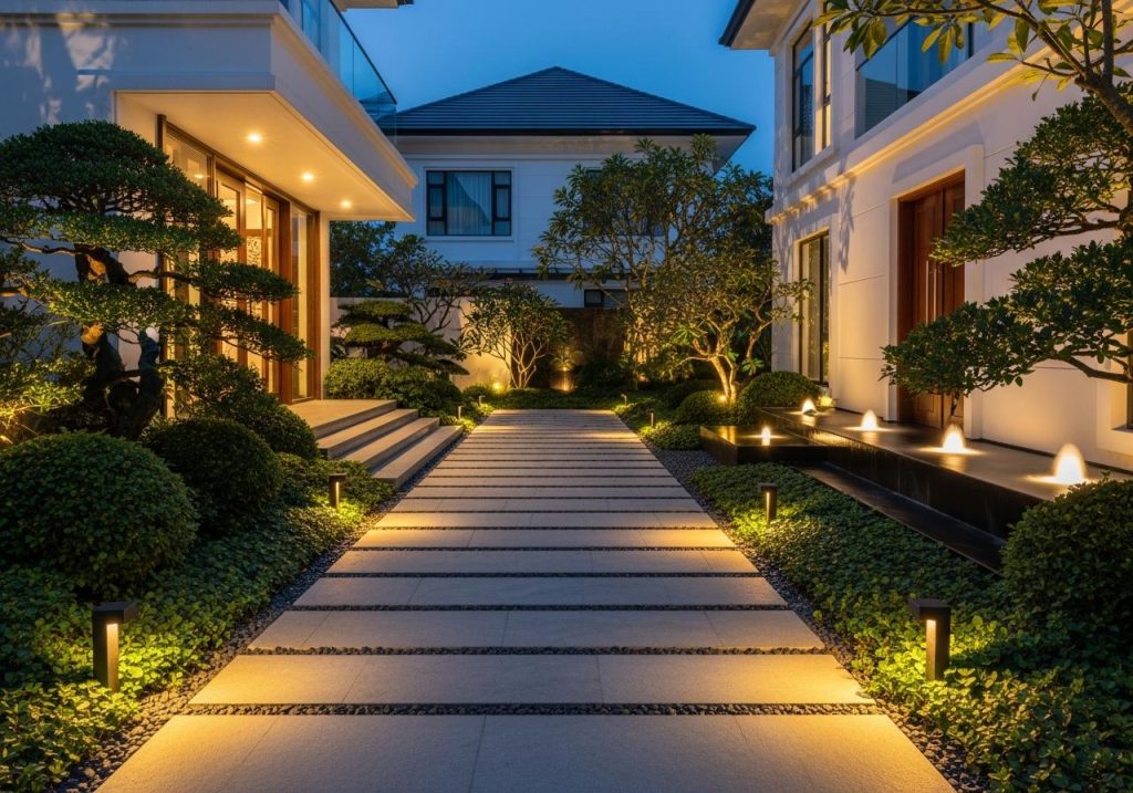 Những vị trí lắp đặt đèn led âm đất phù hợp và hiệu quả nhất