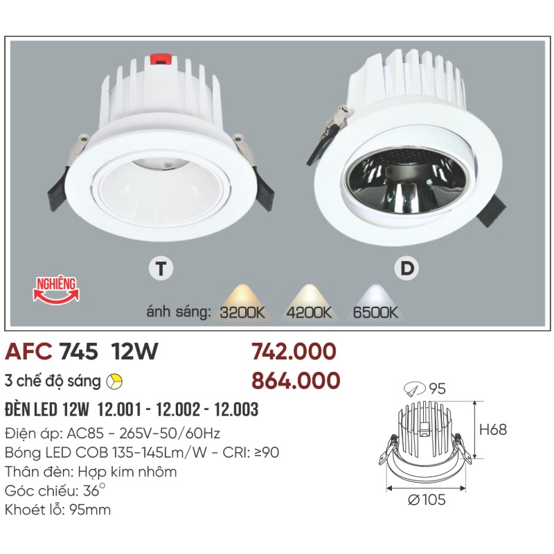 p024-b06-thong-so Đèn LED âm trần Anfaco AFC 745 LED 12W - 3 màu 4