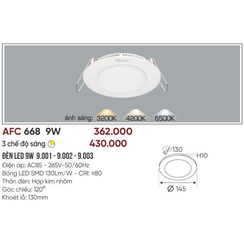 p035-b01-thong-so Đèn LED Panel Tròn AFC 668 LED 9W Anfaco - 3 màu 4