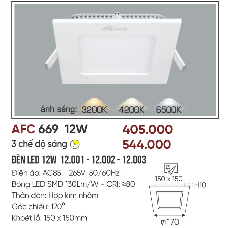 p035-b08-thong-so Đèn LED panel AFC 669 LED 12W Anfaco - 3 màu 4