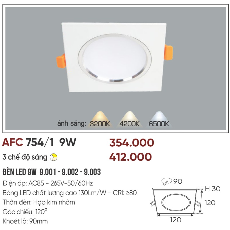 p045-b01-thong-so AFC 754/1 LED 9W - 3 màu 3