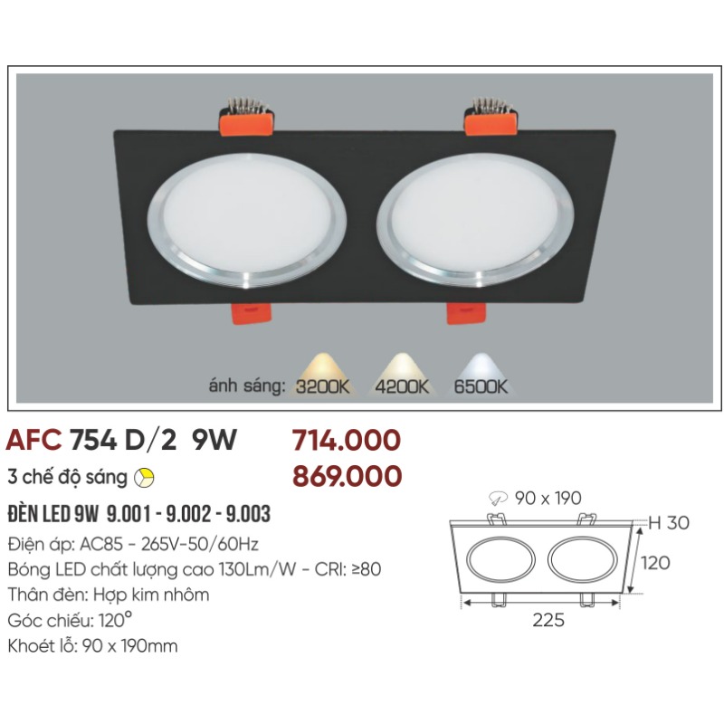 p045-b04-thong-so AFC 754D/2 LED 9W - 3 màu 4