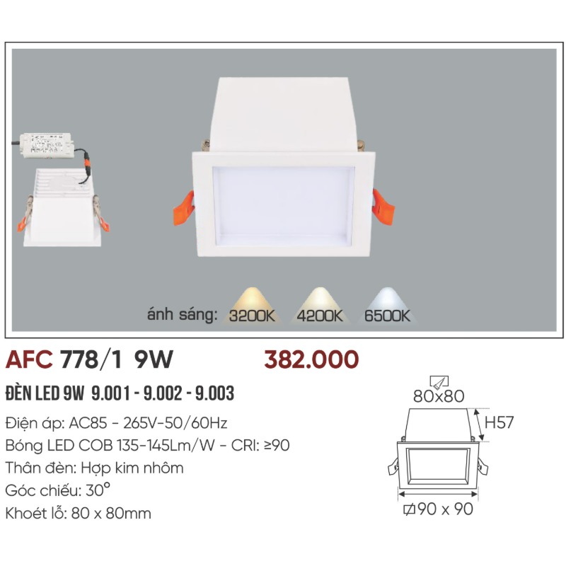 p050-b05-thong-so AFC 778/1 LED 9W 4